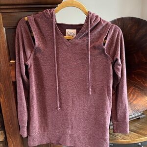 Chaser Burgundy Off-the-Shoulder Sweater